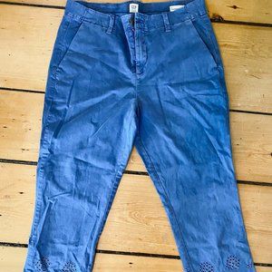 Larkspur Blue Eyelit Girlfriend Chinos